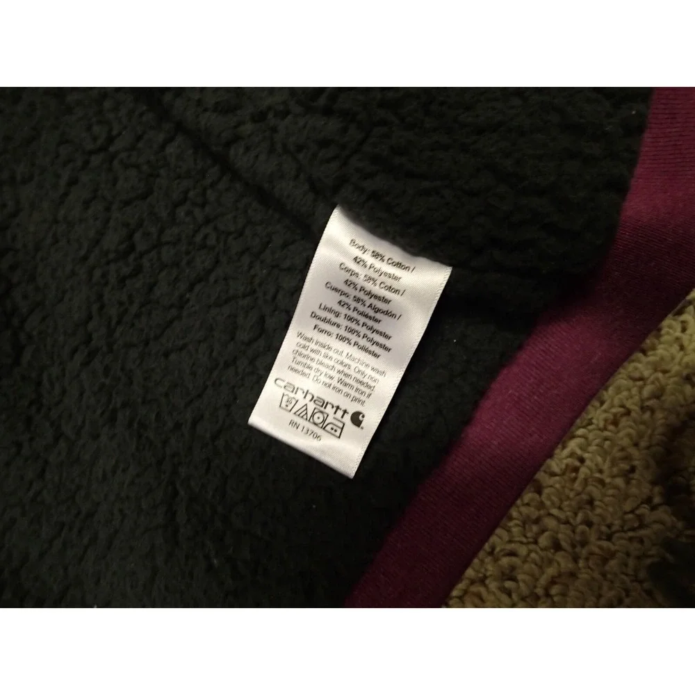 Carhartt Zip‎ Hoodie Kids 9 Months Purple Excellent Sherpa Lined Logo Sweatshirt